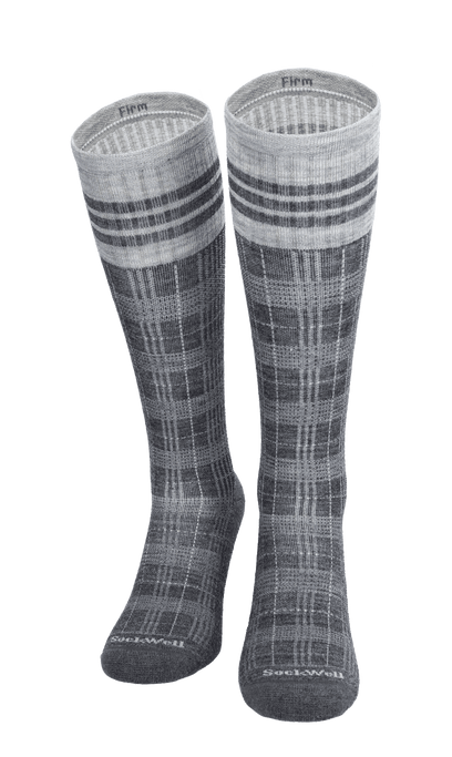 Tartan Heren Compressiekousen Klasse 2 Charcoal