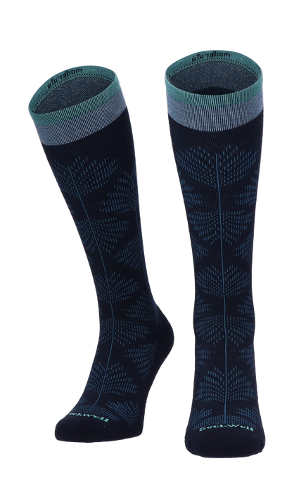 Full Floral Dames Compressiekousen Klasse 1 Navy