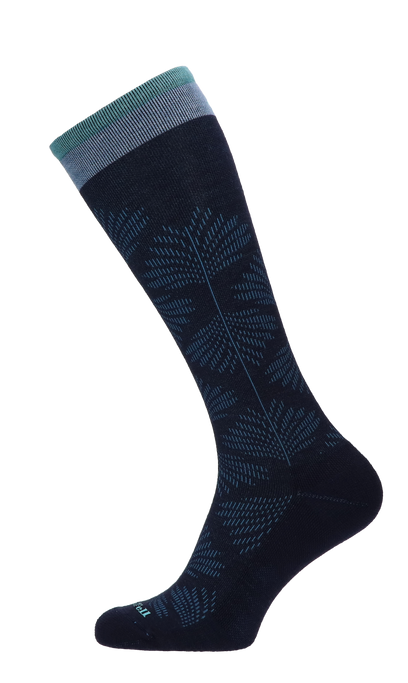 Full Floral Dames Compressiekousen Klasse 1 Navy
